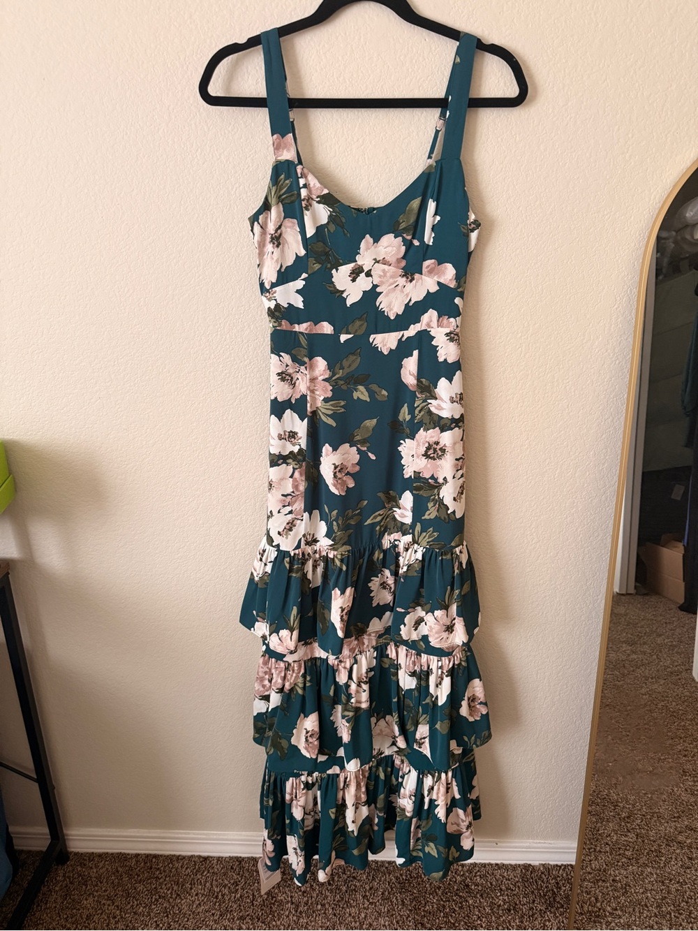 Abercrombie & Fitch Teal Floral Tiered Maxi Dress
